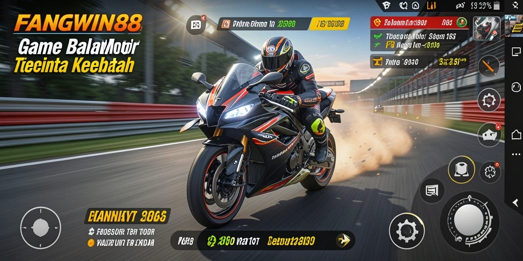 Tampilan gameplay yang mendebarkan dalam balap motor di FANGWIN88.