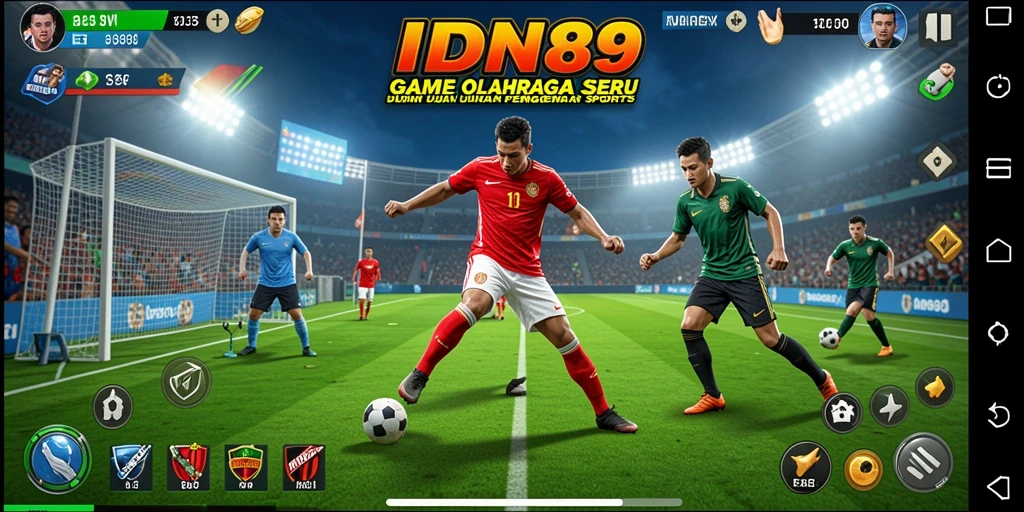 Tangkapan layar menunjukkan aksi mendebarkan dalam game olahraga IDN89.