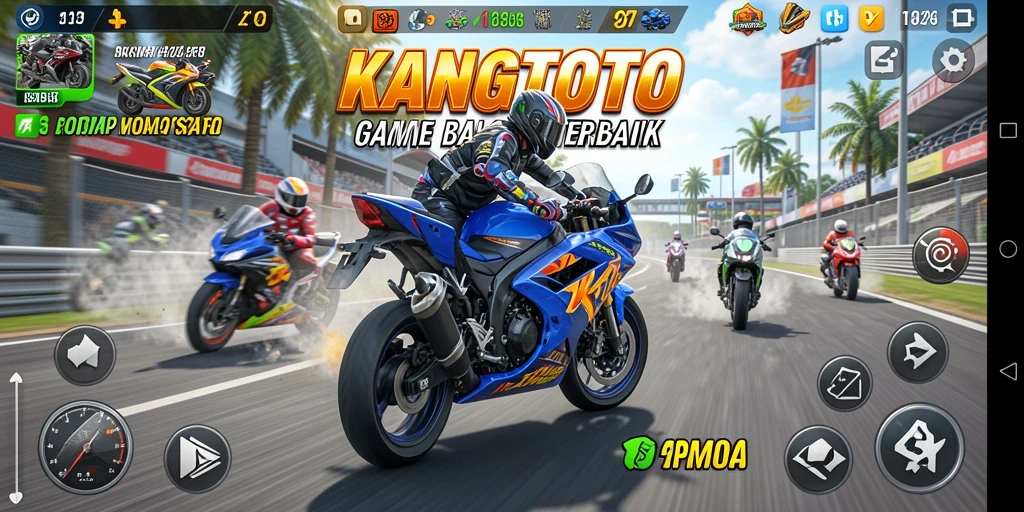 Tangkapan layar menunjukkan aksi balap motor intens di KANGTOTO.