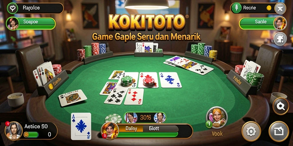 Tampilan gameplay KOKITOTO dengan suasana Gaple yang seru.