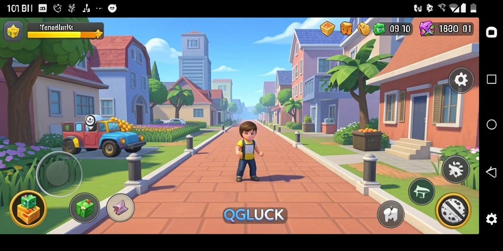Tampilan gameplay seru dari QGLUCK dengan desain puzzle yang menantang.